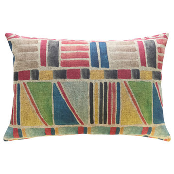 Colorful Geometric Linen Pillow, 18"x12"