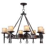 Livex Lighting - Cape May Chandelier, Olde Bronze - Inspired by the styling of a rustic seaside cottage, the traditional cape May collection looks furthered by the olde bronze finish anchors and the twisted arms. With the walnut wood finish and calming vintage hand blown satin glass this chandelier should give your decor the perfect finishing touch for that old nautical inspired theme.