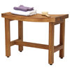 AquaTeak Patented 24 In. X 12 In. X 21 In. Asia Ascend Estate Freestanding Teak Shower Bench With Elevated Height And Shelf 132
