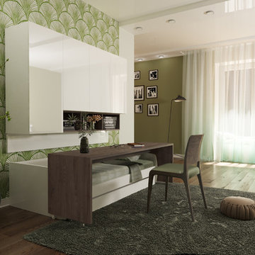 Compact Twin XL Sofa bed and Cabinets Wall System