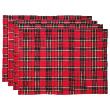 Holiday Tartan Plaid Dazzle Christmas Table Placemats 14"x20" - Set of 4