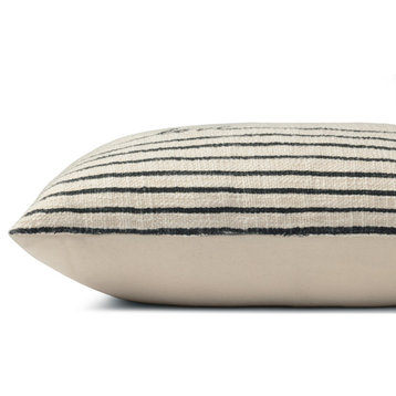 Natural/Black 13"x21" Love Striped Accent Pillow