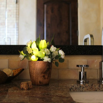 Spring Tulips - Green in Mango Wood Vase