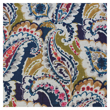 Mandovi Paisley Upholstery Fabric, Navy Blue