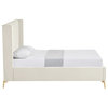 Inspired Home Ameen Bed, Upholstered, Cream White Velvet Queen