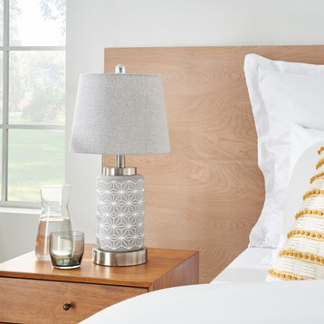 Grey/White Patterned Concrete Table Lamp