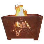 Esschert Design USA - Nature Scene Fire Basket - Create a cozy patio setting as you watch the flames dance around this nature scene from this unique fire basket.