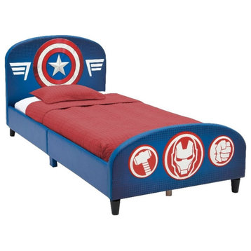 Delta Children Marvel Fabric Upholstered and Wood Twin Bed in Blue/Red