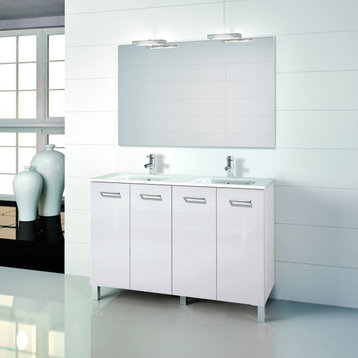Logic 120 Complete Vanity Unit With Mirror, Glossy White