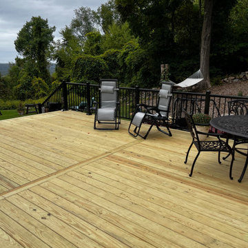Large pressure treated wood deck