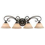 Golden Lighting - Homestead 4-Light Bath Vanity, Rubbed Bronze With Tea Stone Glass - Golden Lighting's Homestead 4 Light Bath Vanity in Rubbed Bronze offers cozy and inviting transitional style