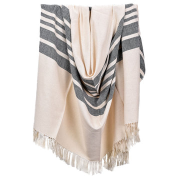 Monochromatic Cotton Throws & Blankets, Extra Large, Border Stripes