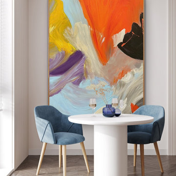 60x40 In Original Large colorful abstract Painting Light blue wall art