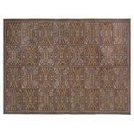 Bareen's Designer Rugs - Vintage Distressed Stroud Lt. Orange/Grey Wool Rug, 5'5 x 9'0 - A mesmerizing addition to any decor, this brand-new hand knotted vintage distressed wool rug featuring vibrant colors and a traditional design is made by skilled artisans capable of creating the most exceptional Persian knotted rugs. Harnessing the natural energy of the sun, each rug is organically neutralized from its original color, shaved and purposely distressed and then saturated in an infusion of bold vibrant color pallet to give it a fresh perspective and modern appeal. This masterpiece draws its inspiration from traditional and timeless rug designs, which provides both harmony and contrast bringing a phenomenal twist in any decor. An intricate design and exquisite coloration make this all wool rug a standout piece for any room.