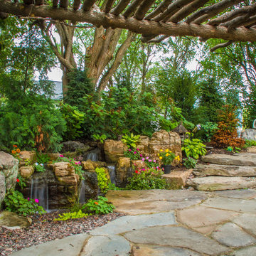 Tree and Waterfall Inspired Backyard
