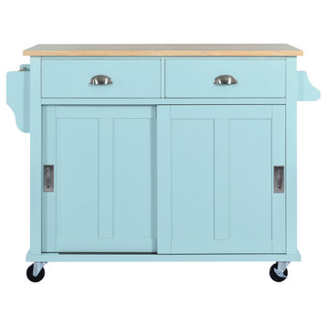 MDF Kitchen Cart Multifunctional, Storage Cabinet, Mint Green