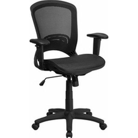 Flash Furniture Mid-Back Mesh Office Chair with Padded Mesh Seat in Black