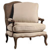 Bergere Chair Gray Wash Oak Frame Linen