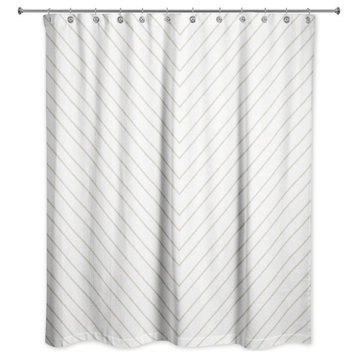 Beige Chevron Stripes 71x74 Shower Curtain
