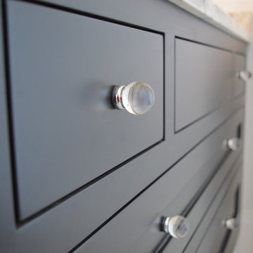 Custom made face framed black vanity