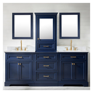 Vanity Art 84-Inch Double Sink Bathroom Vanity Set with Ceramic Top Grey