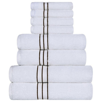 Turkish Cotton Solid Hotel Collection Towel Set, 8 Piece Towel Set,  Chocolate