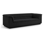 Meridian Furniture - Cascade Upholstered Set, Black, Boucle Fabric, Sofa - Give your room a much-needed rehab when you bring home this Cascade boucle fabric sofa. The elegantly attention-grabbing design features a modern profile with curved arms deep horizontal channel tufting, so it wows from all angles. Upholstered in rich black boucle fabric, this seat quickly becomes everyone's favorite spot for curling up with a good book or smart device. Thick foam padding ensures a cozy, body-hugging experience. while you watch TV or just relax.