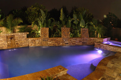 Dramatic Pool & Spa with LED Lighting