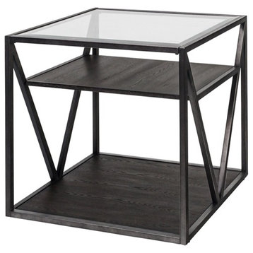 Arista Medium Gray Metal Framed End Table