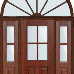 Prehung Sidelites-Transom Door 80 Fiberglass 1/2 Lite 4 Lite - Front Doors