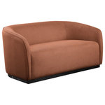 Meridian Furniture - Mylah Upholstered Loveseat, Cognac - Make this Mylah polyester fabric loveseat the centerpiece of a cozy reading nook in your family room or elsewhere. This handsome loveseat features soft cognac polyester fabric from top to bottom for a look that wows from all angles. The neutral color blends easily with other decorative items in your space, and the black finish solid wood base adds a pretty contrast while giving the loveseat an impeccably durable slant.