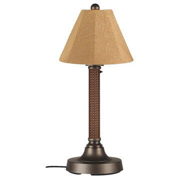 Bahama Weave 30" Table Lamp With 2" Red Castagno Wicker Body, Bronze Base