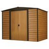 Arrow Woodridge Steel Storage Shed - 8x6 Ft Woodgrain