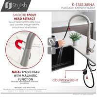 STYLISH Kitchen Sink Faucet Single Handle Pull Down Dual Mode Stainless Steel