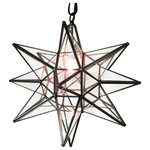 Quintana Roo - Moravian Star Light, Clear Glass With Bronze Trim, 15" Diameter, With Mount Kit - You will love these beautiful and elegant Glass Moravian Star Pendant Lights and the unique ambiance they create! They make an excellent focal point for any room.