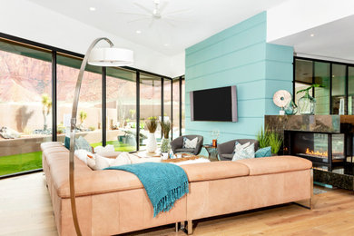 Trendy living room photo in Salt Lake City
