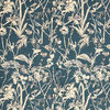 Garden Party Indigo Floral Blue 96" Shower Curtain Cotton Linen Unlined