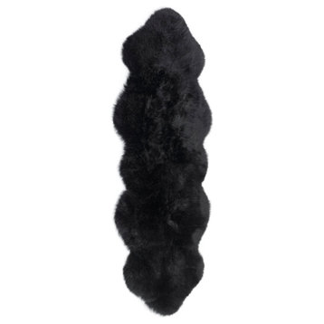 New Zealand Sheepskin Double Pelt, 2'x6', Black