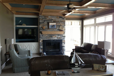 Beach style family room photo in Other