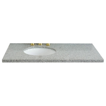 43" Gray Granite Countertop and Single Oval Left Sink
