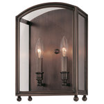 Hudson Valley Lighting - Millbrook, Two Light Wall Sconce, Distressed Bronze Finish, Clear Glass Shade - Metal arches and ultra-clear glass panes draw inspiration from the distinct architecture of England's venerable universities. Millbrook's handsome historic design brings to mind the wingback chairs, wood panel walls, and leather-bound volumes of a sumptuous library.
