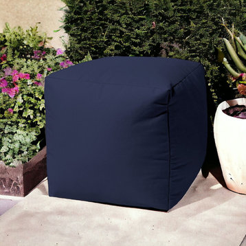 17" Cool Warm Indigo Blue Solid Color Indoor Outdoor Pouf Cover