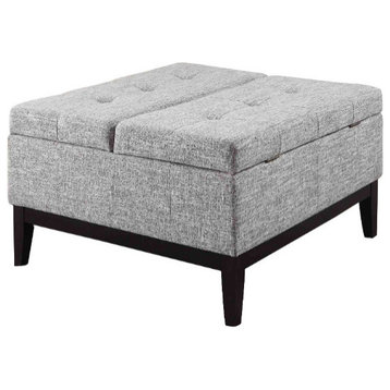 Benzara BM204200 Upholstered Tufted Square Storage Coffee Table, Black & Gray