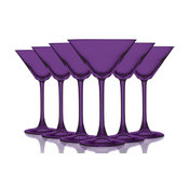 Purple Colored Martini/Cocktail Glasses Fully Colored, 10 oz. Set of 6