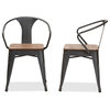 Thomas Rustic Industrial Tolix-Inspired Bamboo and Steel Side Chairs, Set of 2
