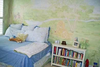 Tropical kids' bedroom in Sacramento with carpet for kids 4-10 years old and boys.