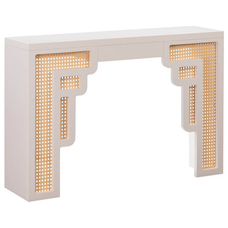 Suzie Wood & Rattan Console Table, Cream