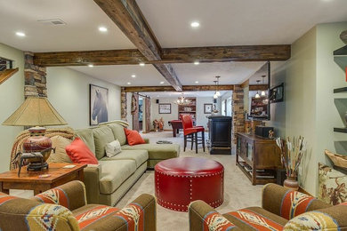 Example of a mountain style basement design in Other
