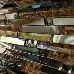 Dark Emperador and Stainless Steel Luxury Diamond Glass Mosaic Tile Collection - Home Accessories & Decor