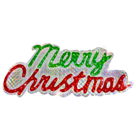 45.5" Lighted Holographic Merry Christmas Sign Outdoor Decoration